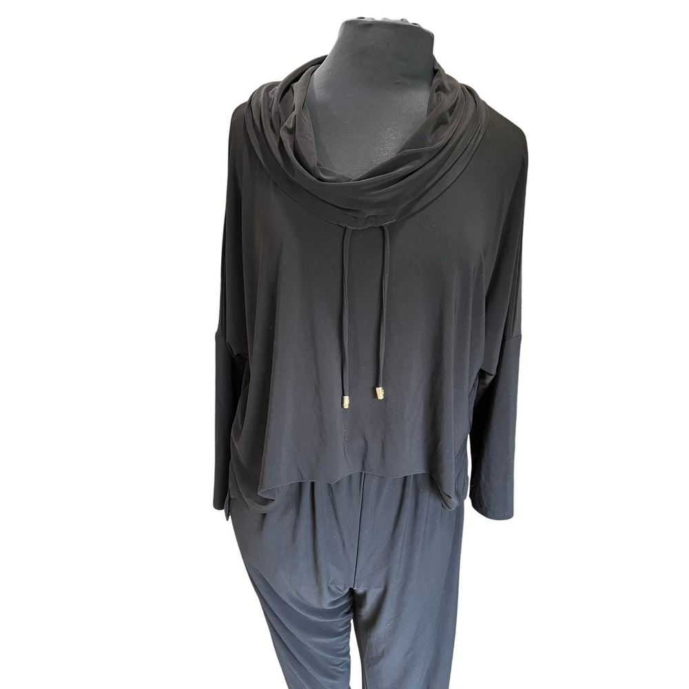 Joseph Ribkoff Womens Black Cowl Neck jumpsuit Joggers Top 204523